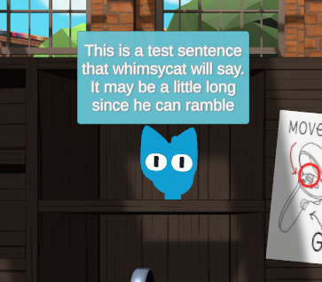 WhimsyCat AI tutor displaying a test message to demonstrate its communication capabilities