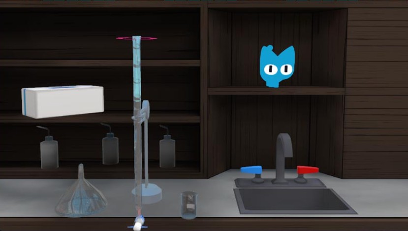 WhimsyCat, the WhimsyLabs AI tutor, observing a student's virtual experiment without a chat window